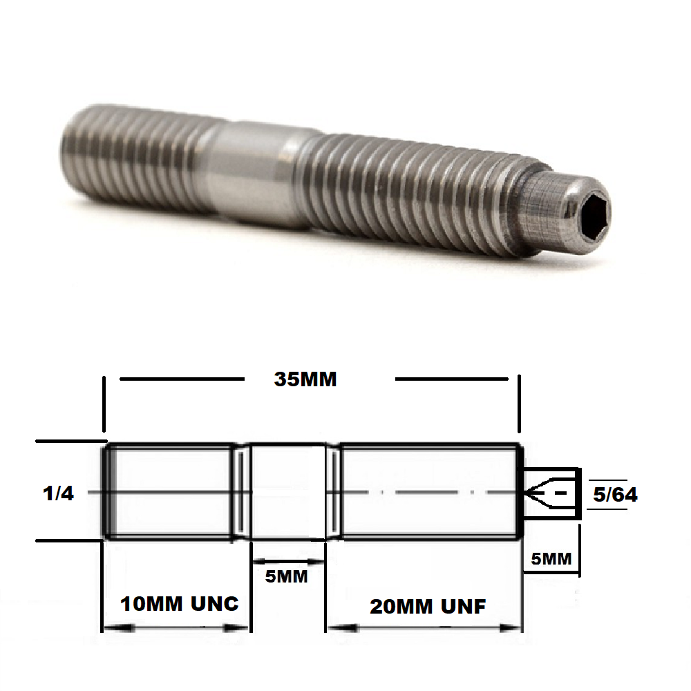 1/4 INCH UNC/UNF TITANIUM STUD